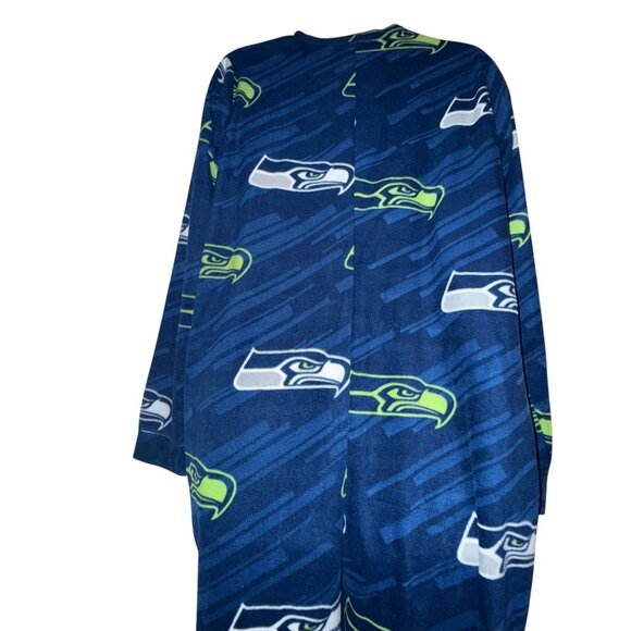 NFL Team Apparel Seattle Seahawks Pajamas Mens L Unionsuit PJs Footies Blue - Picture 7 of 10